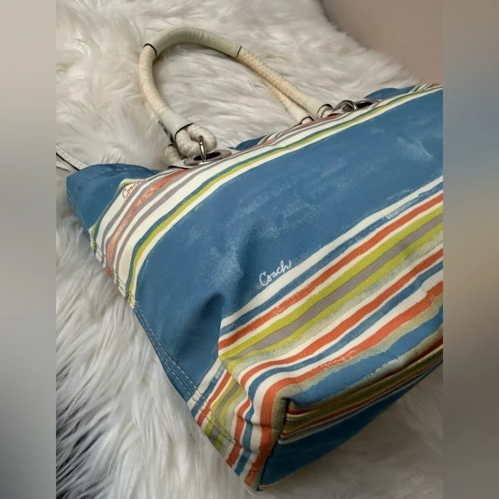 Coach Multicolor Striped Tote Bag